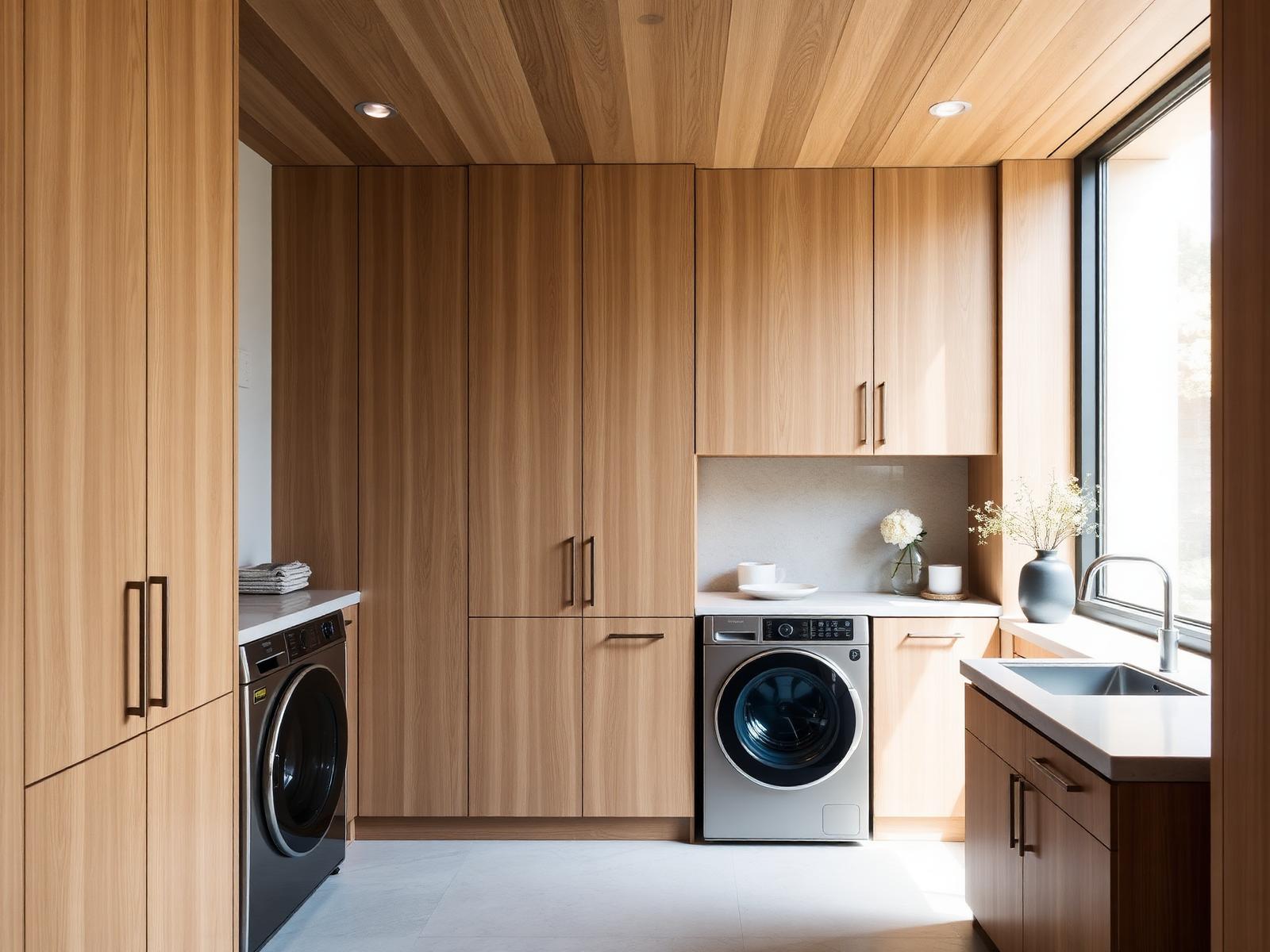 Modern laundry with full-height cabinetry